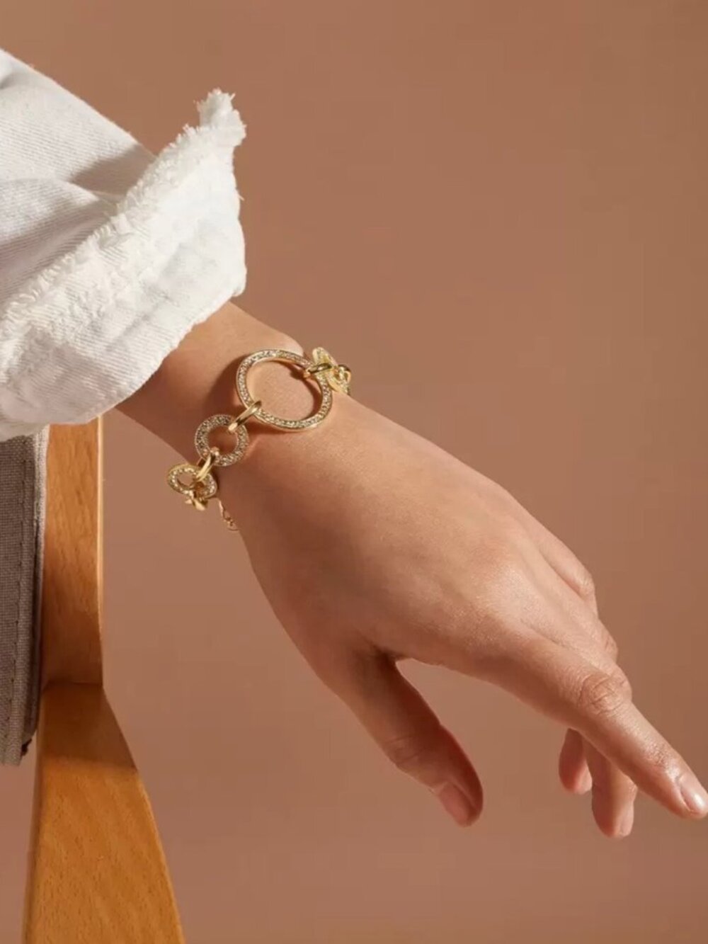 Monte Carlo Pave Link Bracelet | Luxe Gold Crystal Circle Chain